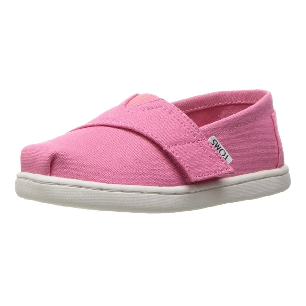 Toms Classic Alpargata Slip-On Sz 4 Bubblegum Pink White Velcro Canvas NWOT